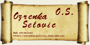 Ozrenka Šelović vizit kartica